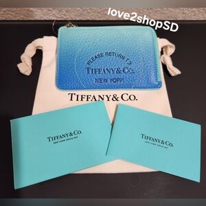 Tiffany & Co. Return To Tiffany Blue Ombre Gradient Zip Wallet NWT Turquoise